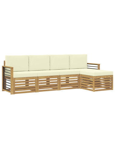 Set di divani da esterno 5 pcs Bianco e Crema