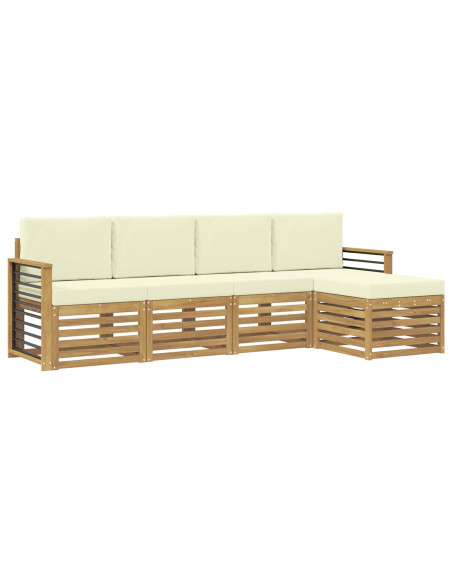 Set di divani da esterno 5 pcs Bianco e Crema