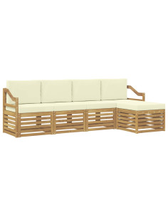 Set di divani da esterno 5 pcs Bianco e Crema 2