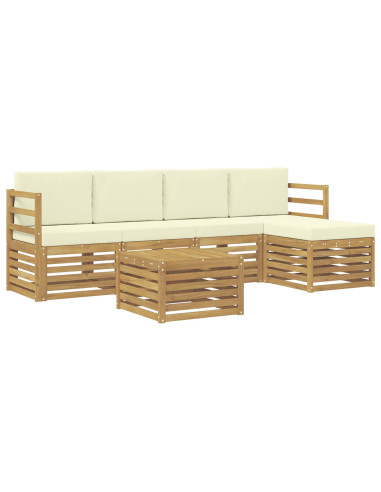 Set di divani da esterno 6 pcs Bianco e Crema 59 x 59 x 37 cm