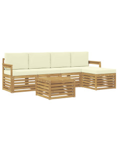 Set di divani da esterno 6 pcs Bianco e Crema 59 x 59 x 37 cm 2