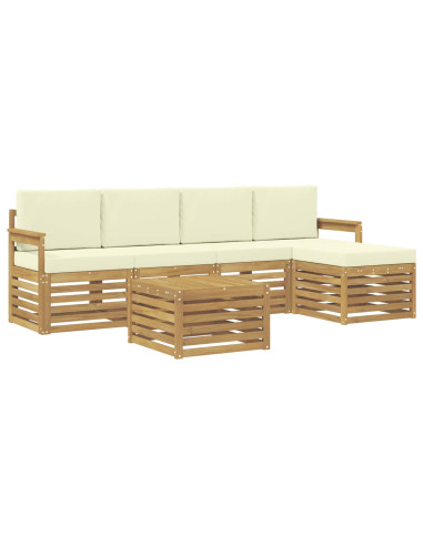 Set di divani da esterno 6 pcs Bianco e Crema 59 x 59 x 37 cm