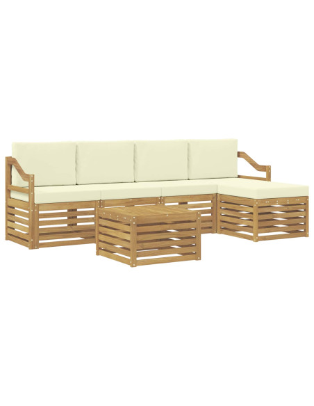 Set di divani da esterno 6 pcs Bianco e Crema 59 x 59 x 37 cm