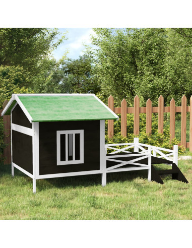 Cuccia per Cani Grigia 159x120x88,5 cm Legno Massello di Pino