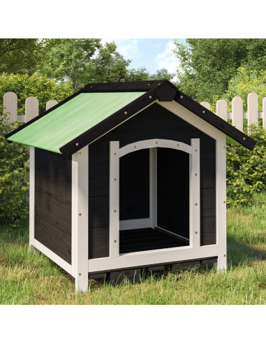 Cuccia per Cani Grigia 65x65x61,5 cm in Legno Massello di Pino