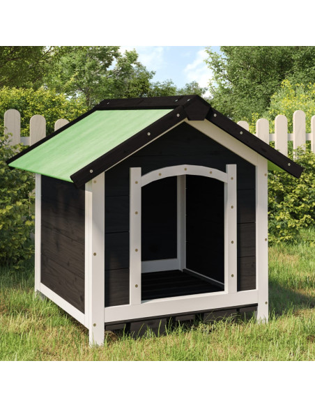 Cuccia per Cani Grigia 65x65x61,5 cm in Legno Massello di Pino