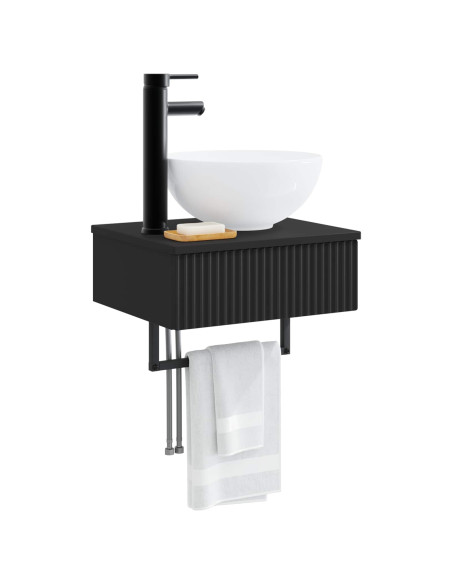 Lavabo da Parete Nero 40 x 35 x 39 cm Legno ingegnerizzato