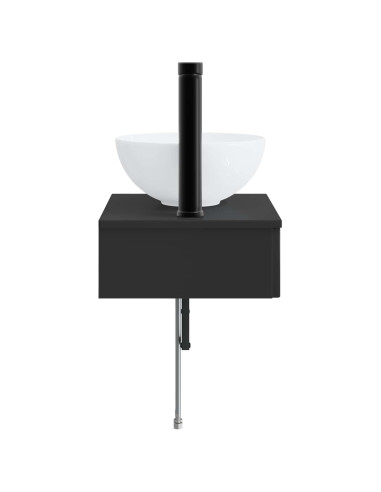 Lavabo da Parete Nero 40 x 35 x 39 cm Legno ingegnerizzato