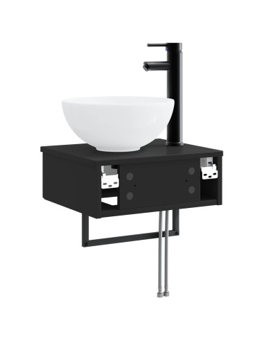 Lavabo da Parete Nero 40 x 35 x 39 cm Legno ingegnerizzato