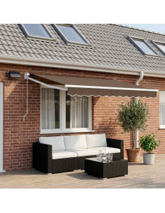 Tenda retrattile manuale con LED Tortora