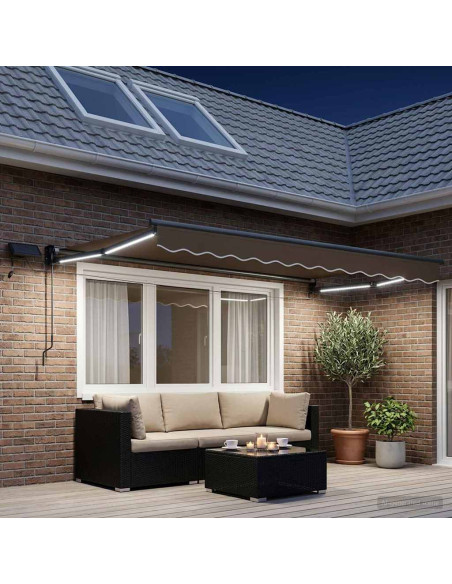 Tenda retrattile manuale con LED Tortora