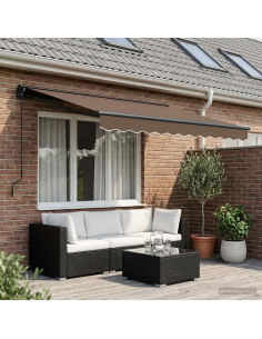Tenda retrattile manuale Tortora 3 x 2 m Poliestere e Alluminio