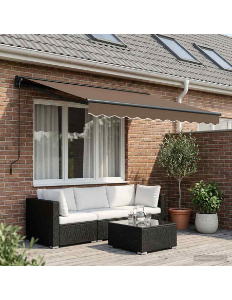 Tenda retrattile manuale Tortora 3 x 2 m Poliestere e Alluminio