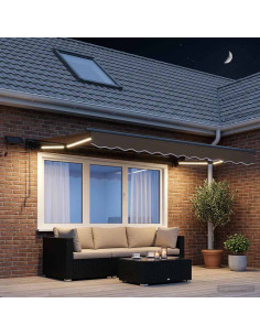 Cornice per Tenda Manuale con LED Tortora 3 x 2 m