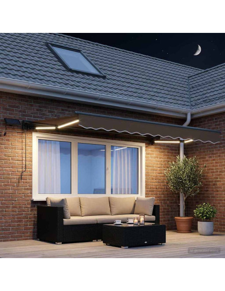Cornice per Tenda Manuale con LED Tortora 3 x 2 m