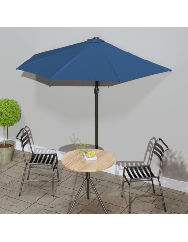 Ombrellone Balcone Palo in Alluminio Blu 270x144x222 cm a Metà