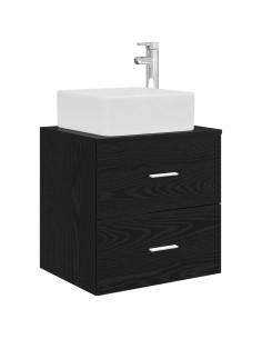 Mobile Lavabo da Parete Rovere Nero 49,5 x 41 x 63 cm