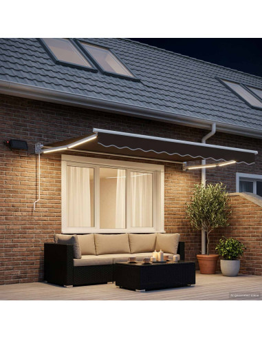 Tenda retrattile manuale con LED Tortora