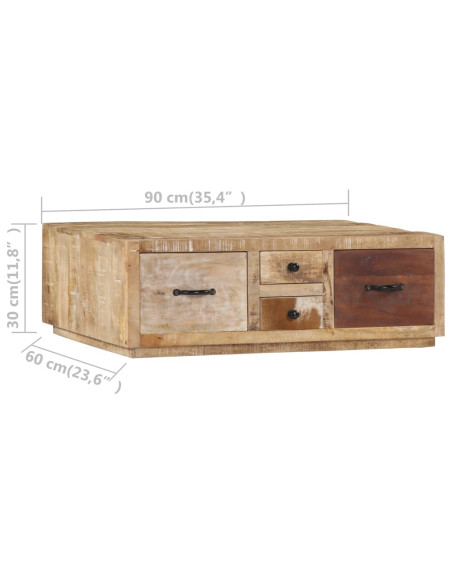 Tavolino da Salotto 90x60x30 cm in Legno Massello di Mango
