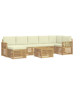 Set di divani da esterno 8 pcs Bianco e Crema 59 x 59 x 37 cm 2
