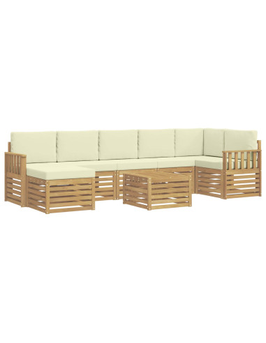 Set di divani da esterno 8 pcs Bianco e Crema 59 x 59 x 37 cm