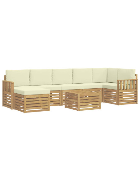 Set di divani da esterno 8 pcs Bianco e Crema 59 x 59 x 37 cm