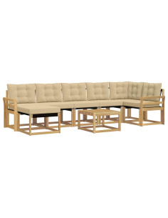 Set di divani da esterno con cuscino 8 pcs Bianco e Beige 2