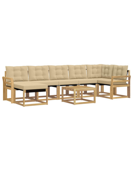 Set di divani da esterno con cuscino 8 pcs Bianco e Beige