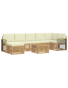 Set di divani da esterno 8 pcs Bianco e Crema 59 x 59 x 37 cm 2