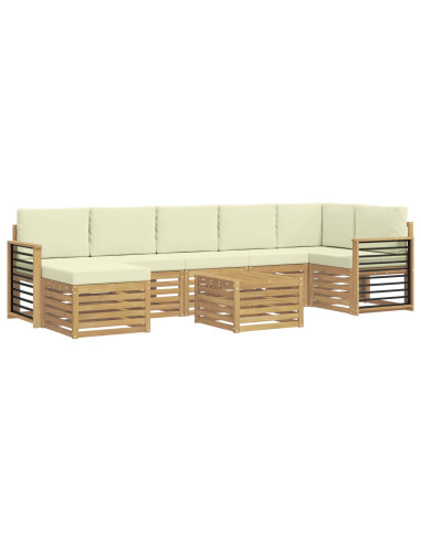 Set di divani da esterno 8 pcs Bianco e Crema 59 x 59 x 37 cm