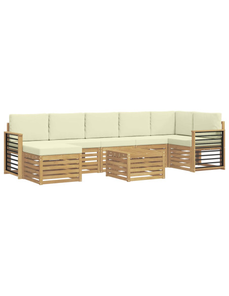 Set di divani da esterno 8 pcs Bianco e Crema 59 x 59 x 37 cm
