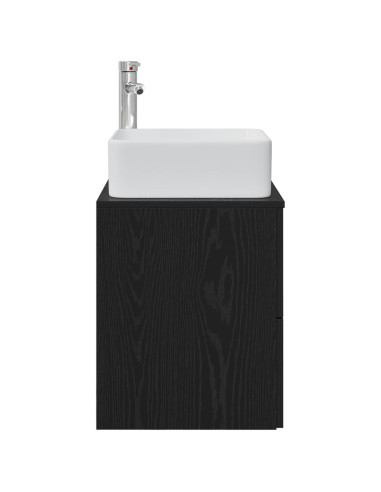 Mobile Lavabo da Parete Rovere Nero 49,5 x 41 x 63 cm