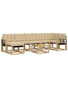 Set di divani da esterno con cuscino 8 pcs Bianco e Beige 2
