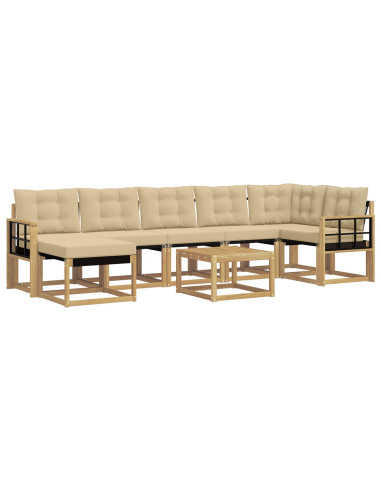 Set di divani da esterno con cuscino 8 pcs Bianco e Beige