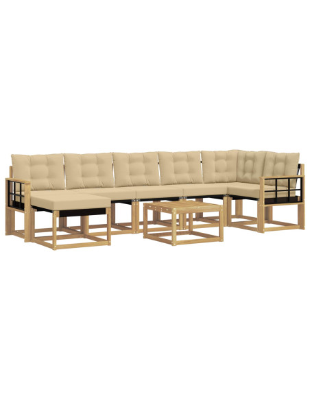 Set di divani da esterno con cuscino 8 pcs Bianco e Beige