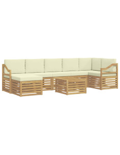 Set di divani da esterno 8 pcs Bianco e Crema 59 x 59 x 37 cm 2