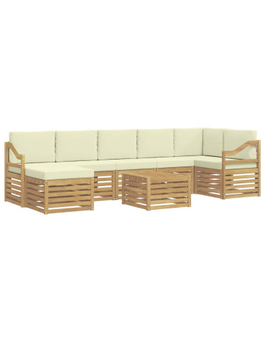 Set di divani da esterno 8 pcs Bianco e Crema 59 x 59 x 37 cm