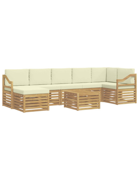 Set di divani da esterno 8 pcs Bianco e Crema 59 x 59 x 37 cm