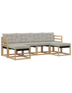 Set di divani da esterno 6 pcs Bianco e Grigio Chiaro 2