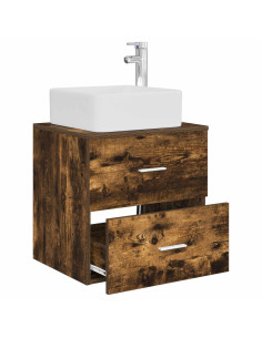 Mobile Lavabo da Parete Rovere Fumo 49,5 x 41 x 63 cm 2