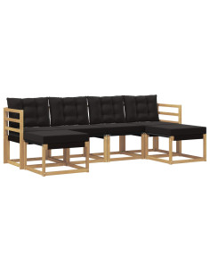 Set di divani da esterno con cuscino 6 pcs Bianco e Nero 2