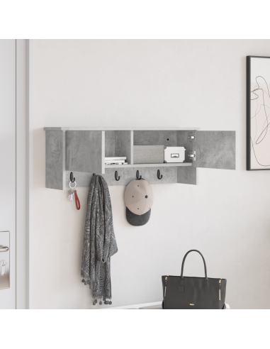 Appendiabiti a muro con porta Grigio cemento 80 x 20 x 30 cm