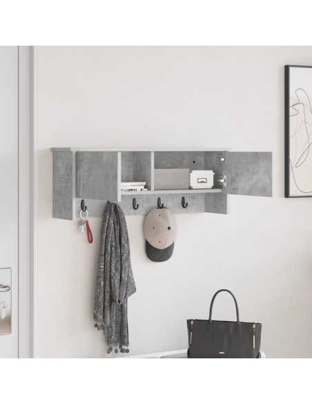 Appendiabiti a muro con porta Grigio cemento 80 x 20 x 30 cm