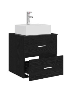 Mobile Lavabo da Parete Rovere Nero 49,5 x 41 x 62,5 cm 2