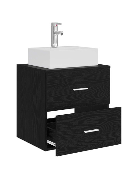 Mobile Lavabo da Parete Rovere Nero 49,5 x 41 x 62,5 cm