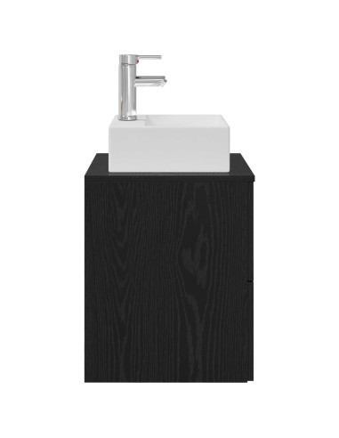 Mobile Lavabo da Parete Rovere Nero 49,5 x 41 x 62,5 cm