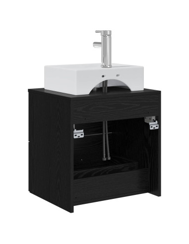 Mobile Lavabo da Parete Rovere Nero 49,5 x 41 x 62,5 cm