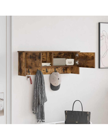 Appendiabiti a muro con lo scaffale Rovere fumé 80 x 20 x 30 cm