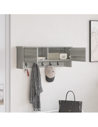 Appendiabiti a muro con porta Grigio Sonoma 80 x 20 x 30 cm
