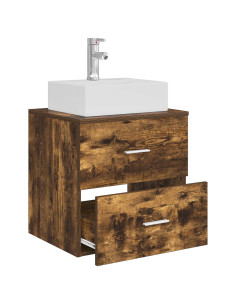 Mobile Lavabo da Parete Rovere Fumo 49,5 x 41 x 62,5 cm 2